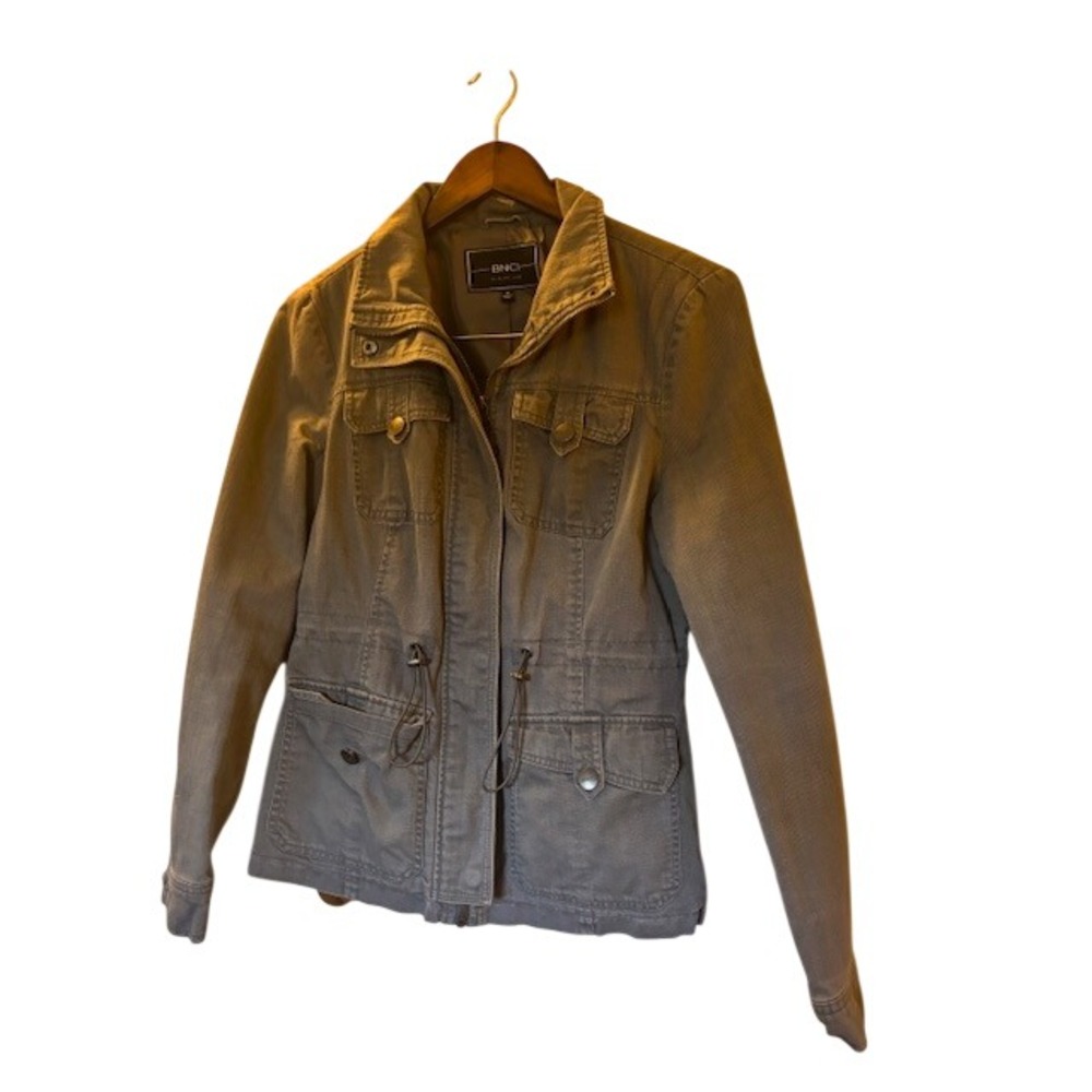 BNCI by Blanc Noir Women's Utility Field Jacket Gray Cotton Slub Medium